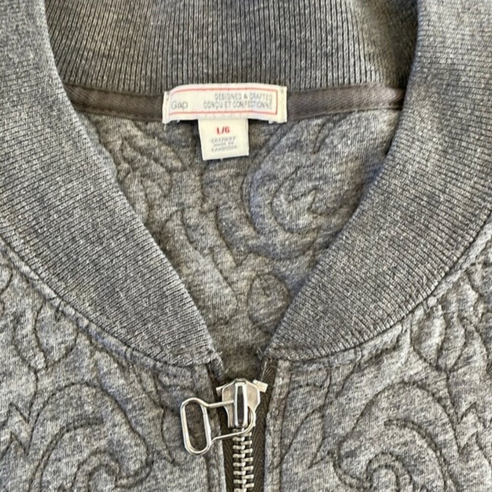 EC Grey Quilted GAP Zip Up Sweatshirt - Size L - Picture 2 of 4